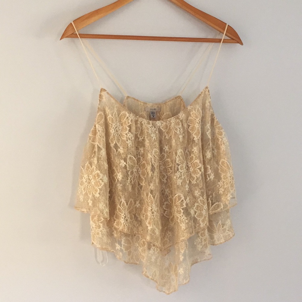 Urban Outfitters Gold Metallic Lace Top